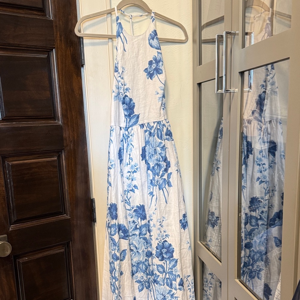Reformation White and Blue Floral Dress